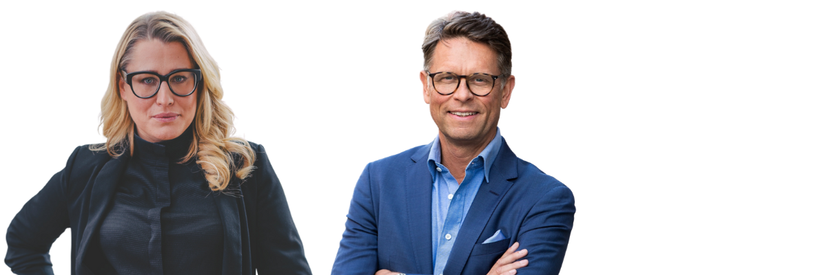 En man och en kvinna som st&aring;r bredvid varandra.